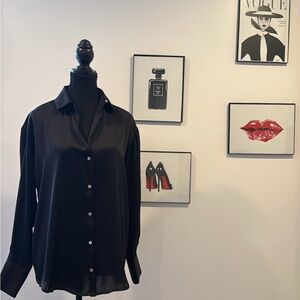 ZARA Sheer Black Button-Up Blouse | Style 8741024 | Size XS | NWT